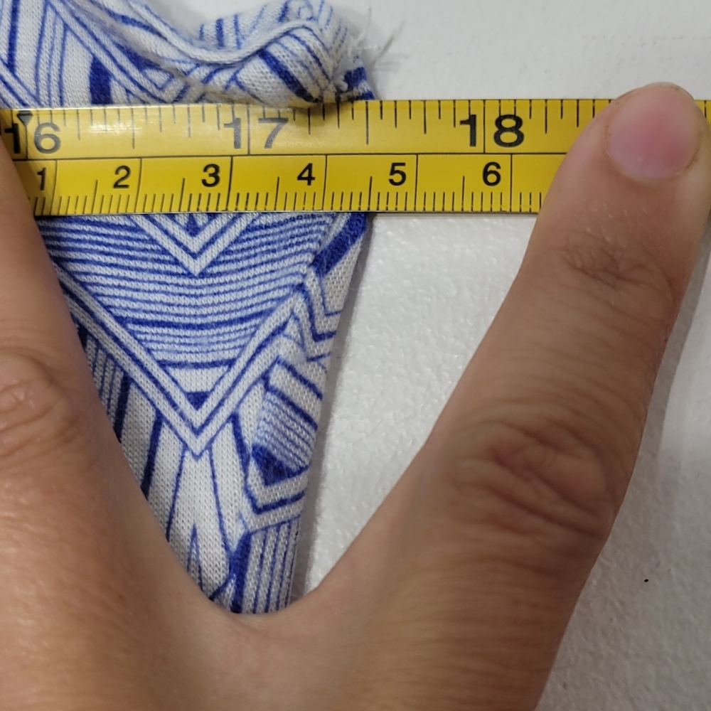 Ripe Blue White Geometric Print Sleeveless Scoop Neck Flared Midi Dress Sz M - Picture 7 of 8